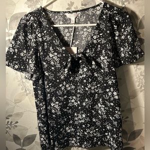 NWT Women’s LC Lauren Conrad Tie Front Bow Woven Tee Size Small